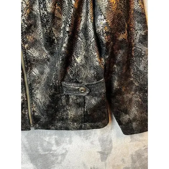 Susan Graver Womens Jacket Size Large SnakeSkin Print Full Zip Lined Metallic - Picture 4 of 9